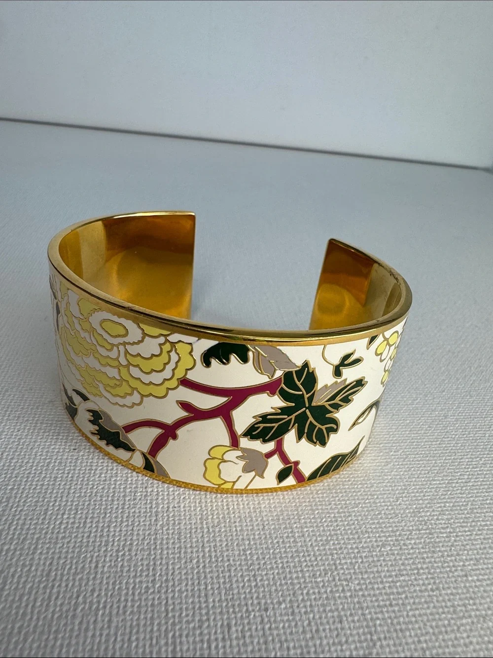 Tory Burch Floral Enamel Cuff Bangle 